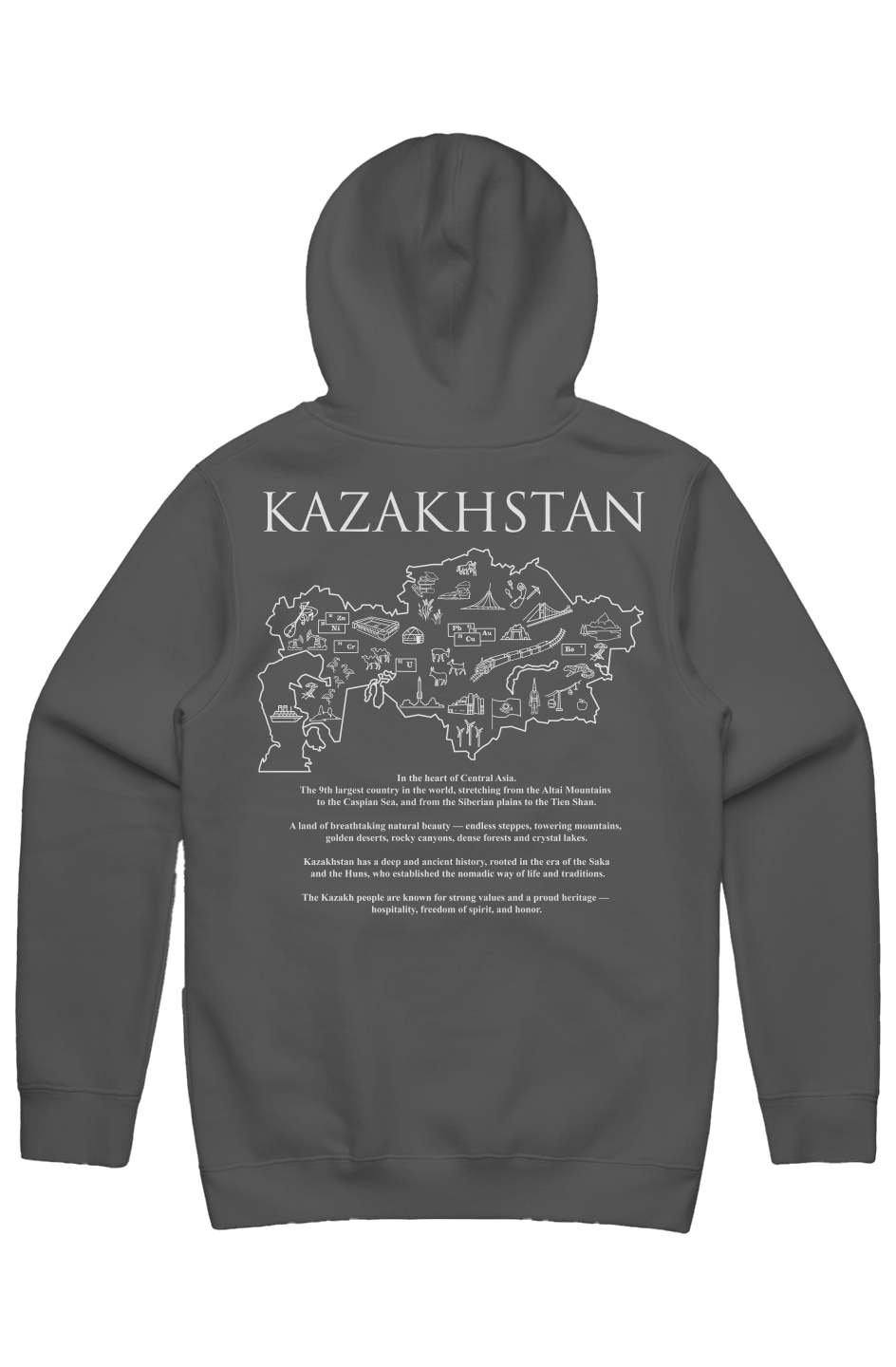 KAZAKHSTAN Map Stencil Hoodie