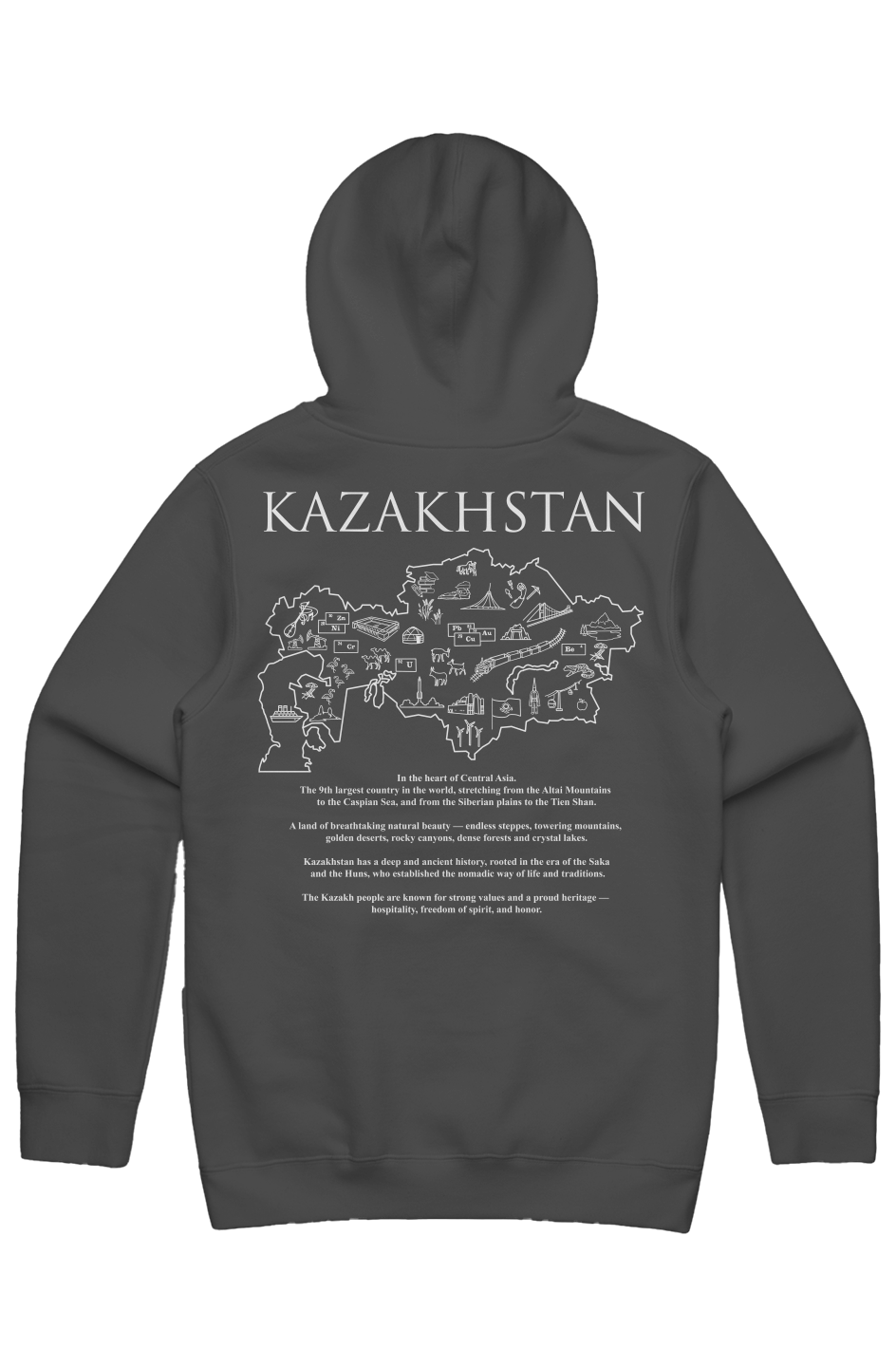 KAZAKHSTAN Map Stencil Hoodie