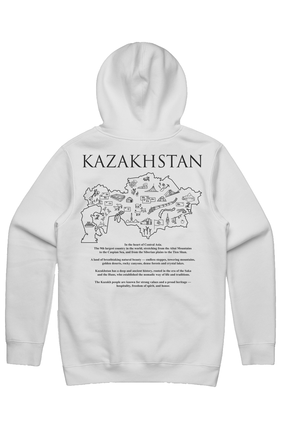 KAZAKHSTAN Map Stencil Hoodie