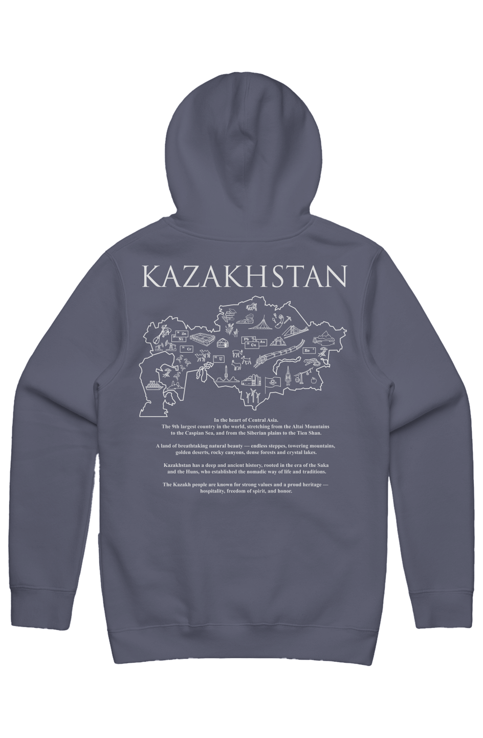 KAZAKHSTAN Map Stencil Hoodie