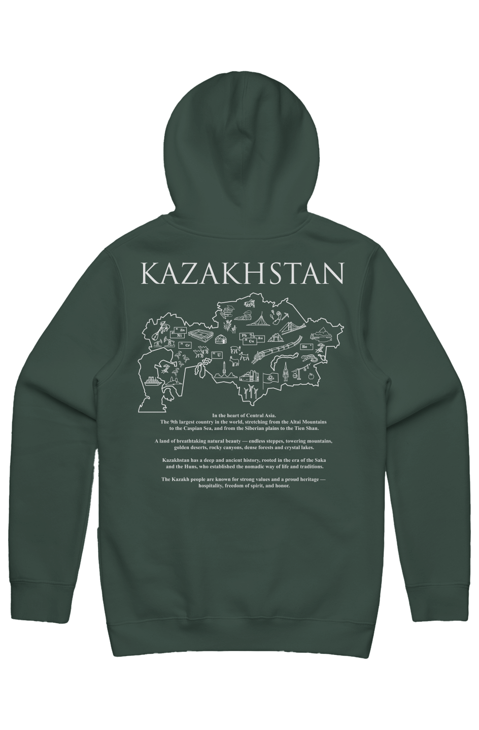 KAZAKHSTAN Map Stencil Hoodie