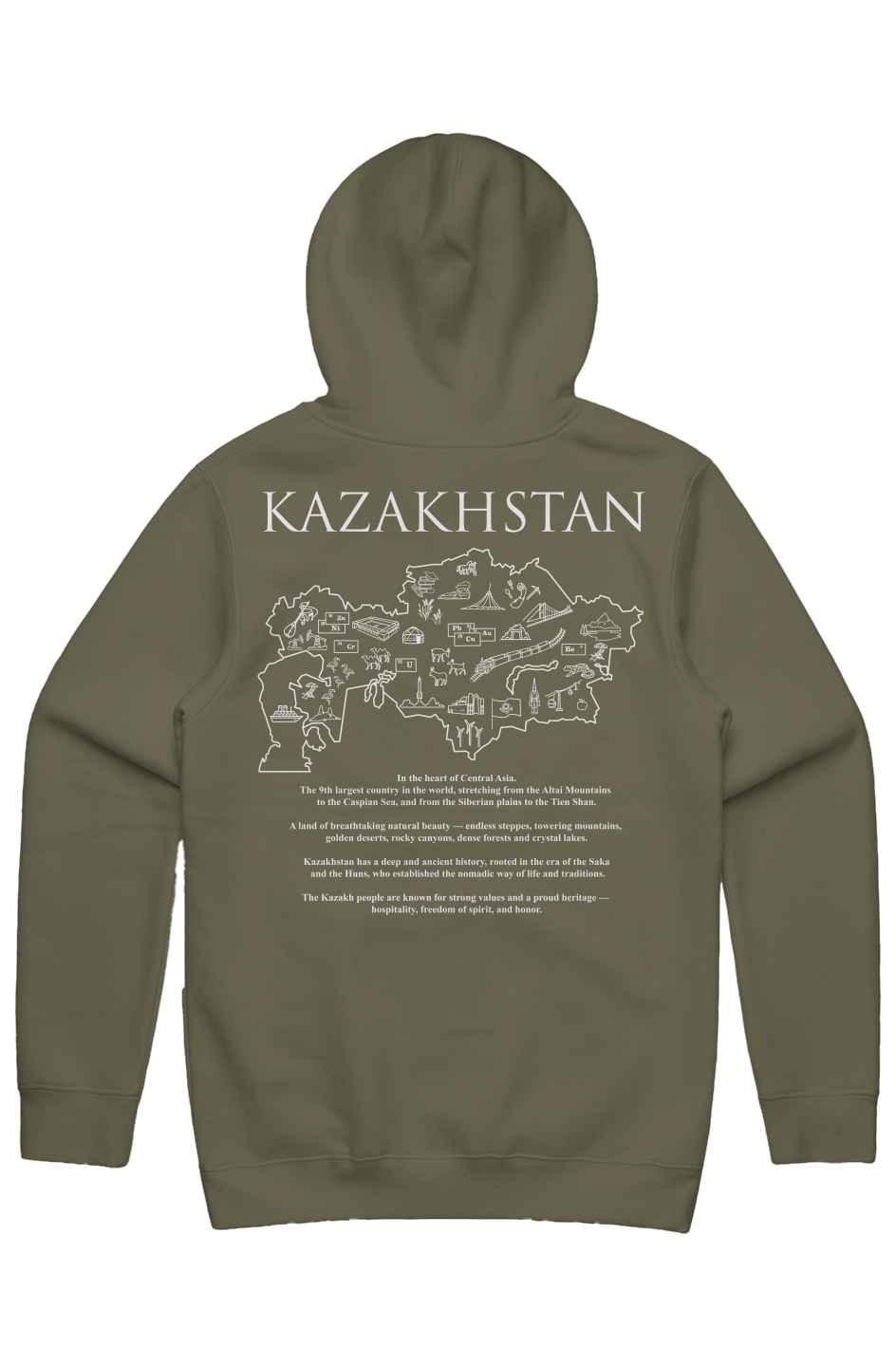 KAZAKHSTAN Map Stencil Hoodie